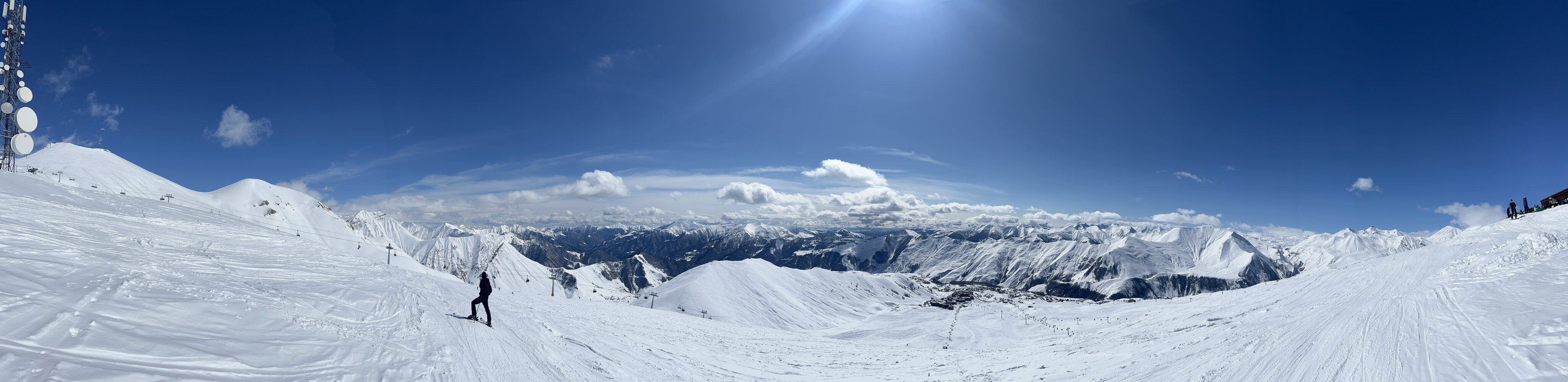 Panoramic mountain view from Gudauri Peak apartment